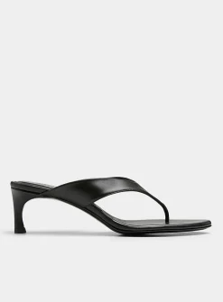 Kitten heel leather mule sandals
