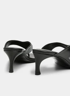 Kitten heel leather mule sandals