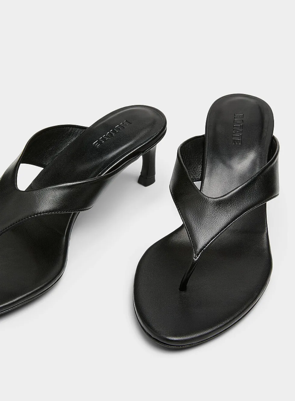 Kitten heel leather mule sandals