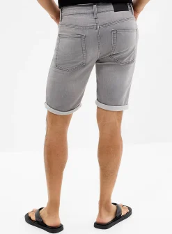 Knit-like underside ash-grey denim Bermudas
