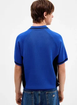 Knitted sport raglan-sleeve polo