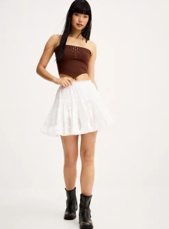Lace details tiered miniskirt