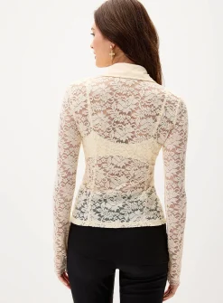 Lace fitted polo shirt