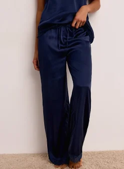 Lace hem satiny pant
