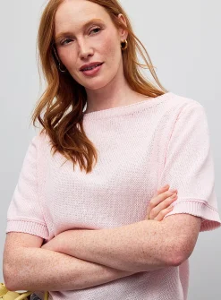 Lace insert boxy-fit sweater