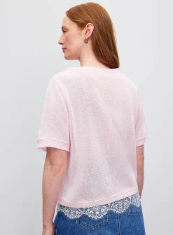 Lace insert boxy-fit sweater