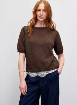 Lace insert boxy-fit sweater