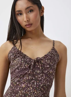 Lace trim floral dress
