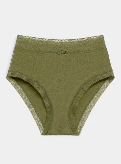 Lace trim high-waist bikini panty
