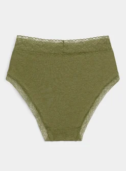 Lace trim high-waist bikini panty
