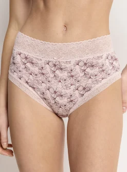 Lace trim high-waist bikini panty