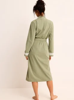 Lace-accent Supima® cotton long robe