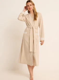 Lace-accent Supima® cotton long robe