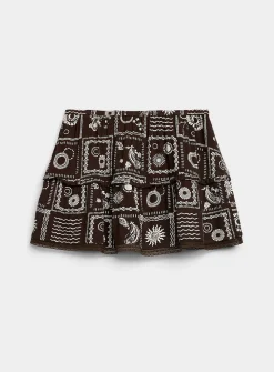Lace-hem crinkled skort