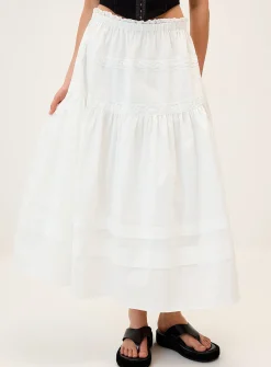 Lace-trim maxi skirt