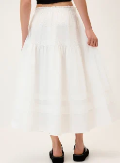 Lace-trim maxi skirt