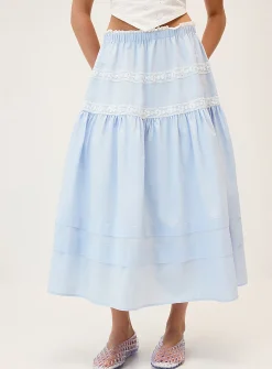 Lace-trim maxi skirt