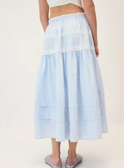 Lace-trim maxi skirt