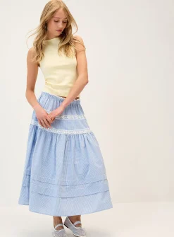 Lace-trim maxi skirt