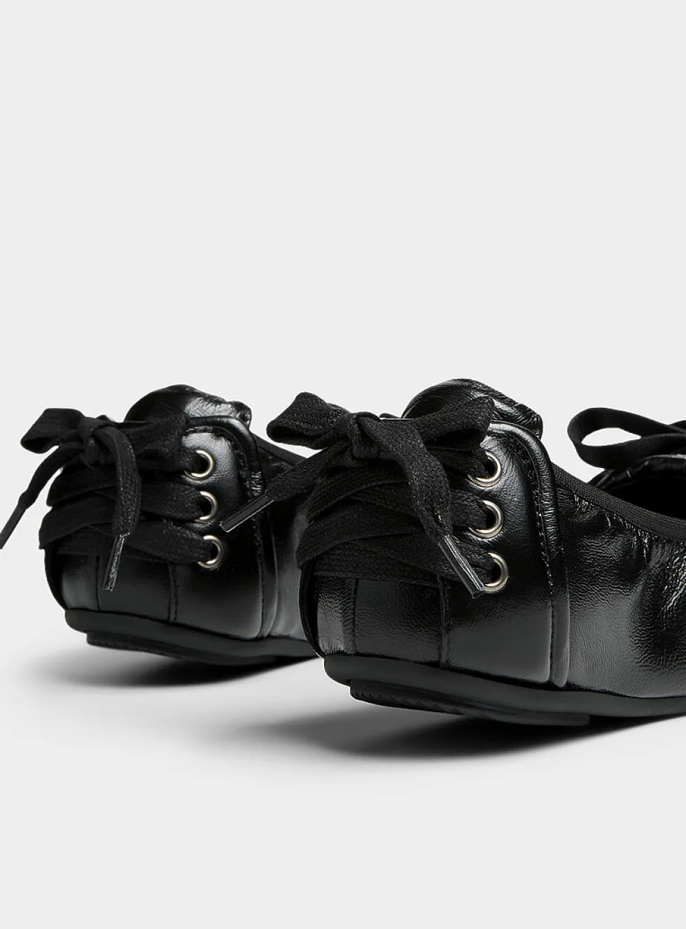 Lace-up textured leather sneaker-ballet flat