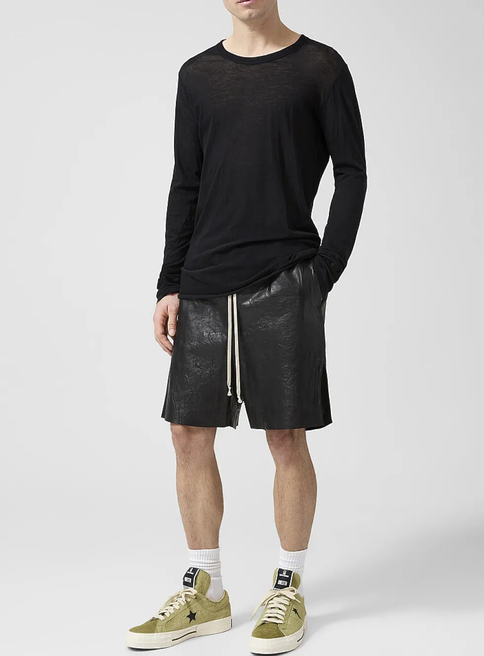 Lambskin leather long short