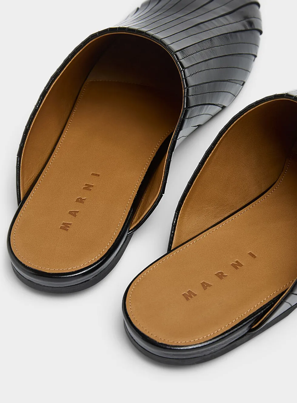 Lambskin strips mules