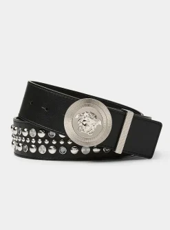 Lambskin studded belt