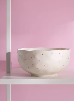 Large colourful heart embossed bowl