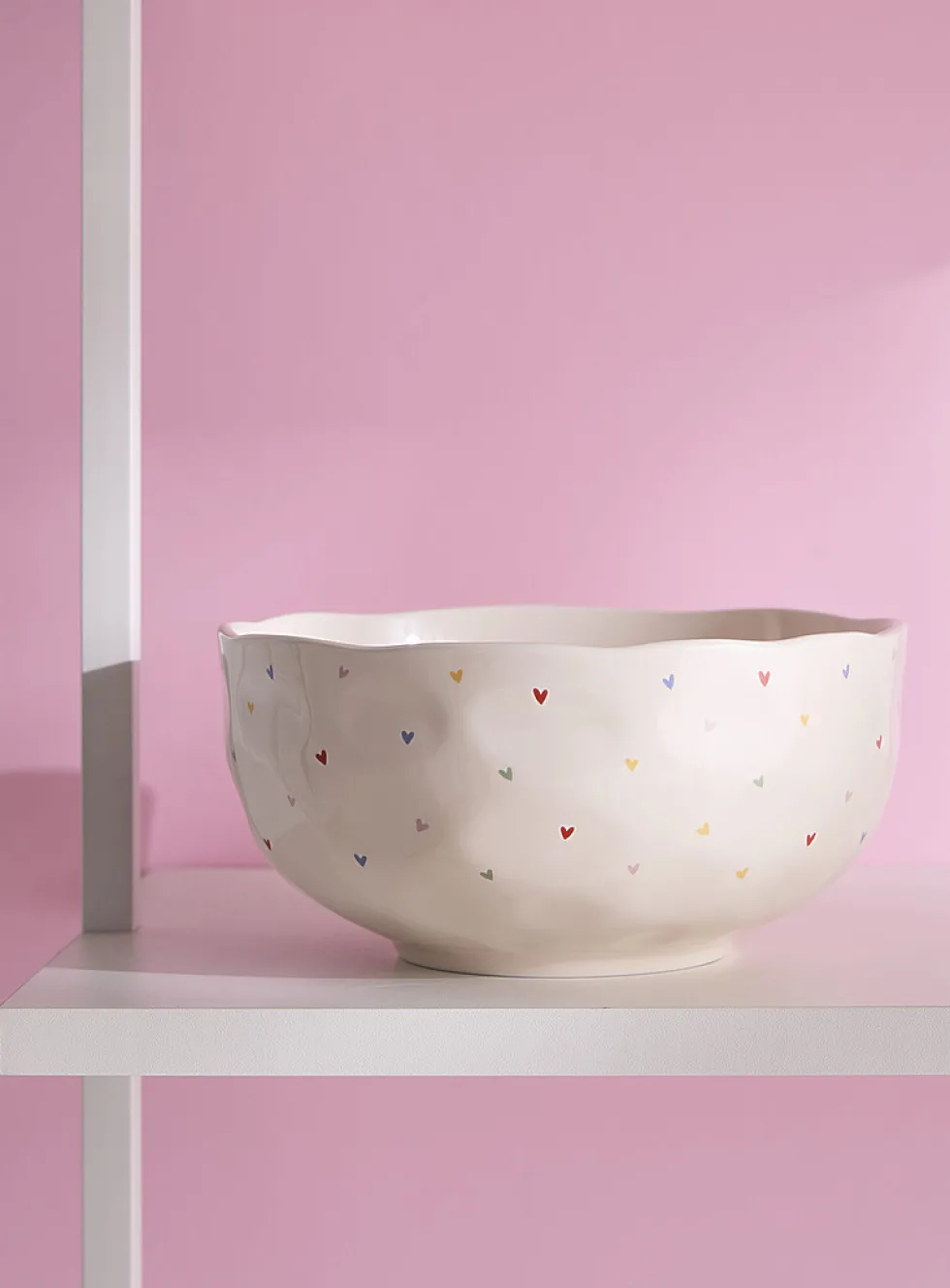 Large colourful heart embossed bowl