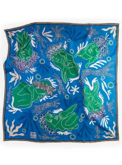Large colourful pure silk scarf