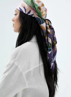 Large colourful pure silk scarf