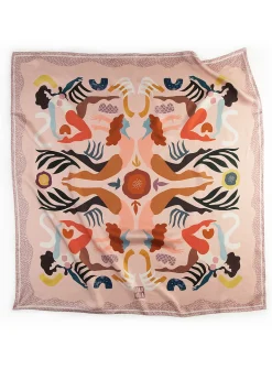 Large colourful pure silk scarf