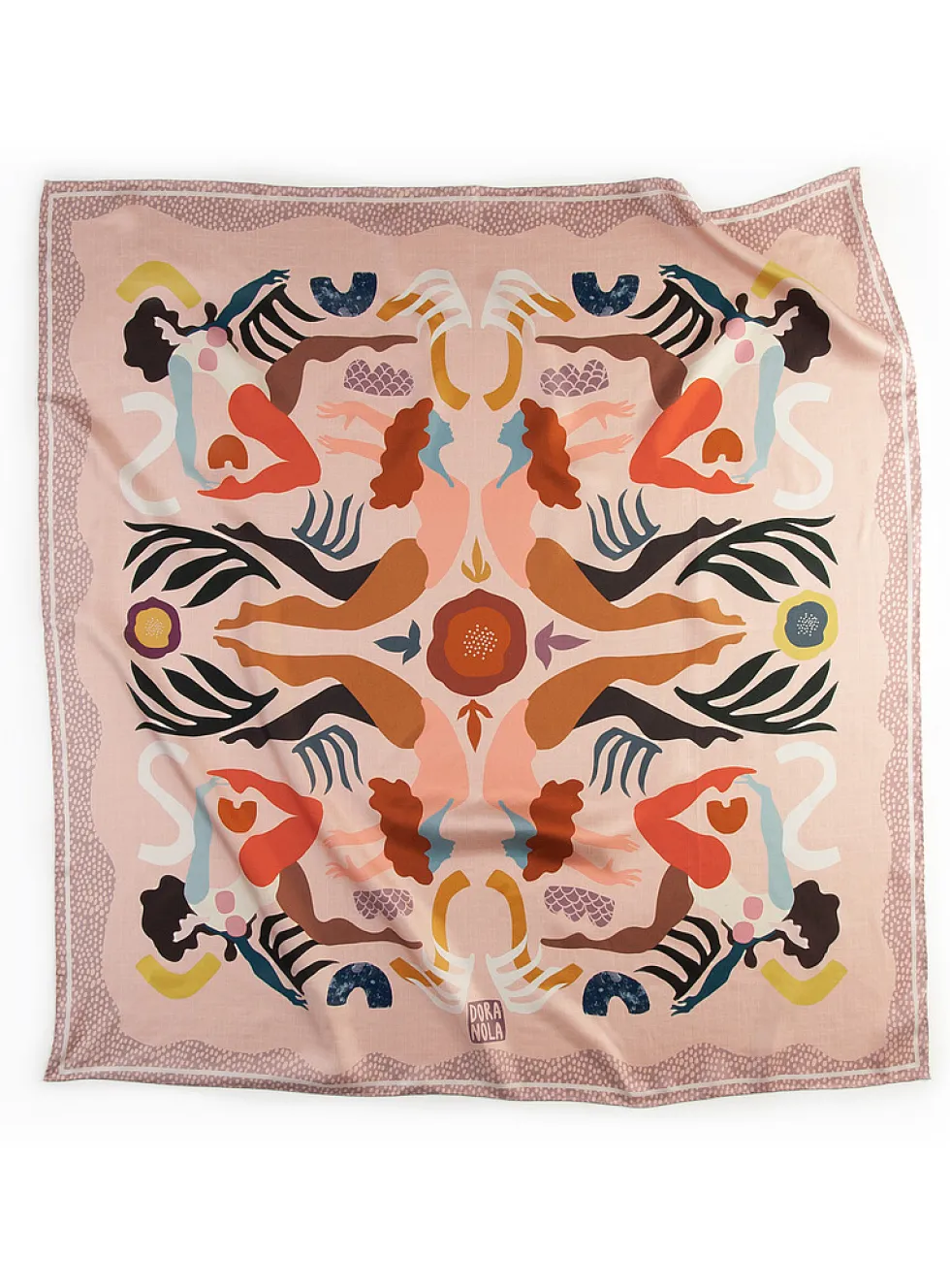 Large colourful pure silk scarf