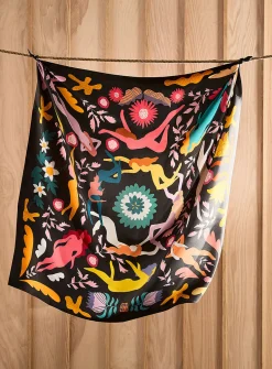 Large colourful pure silk scarf