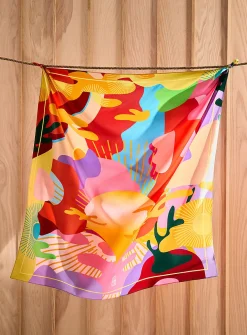 Large colourful pure silk scarf
