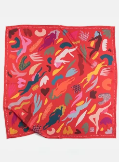 Large colourful pure silk scarf