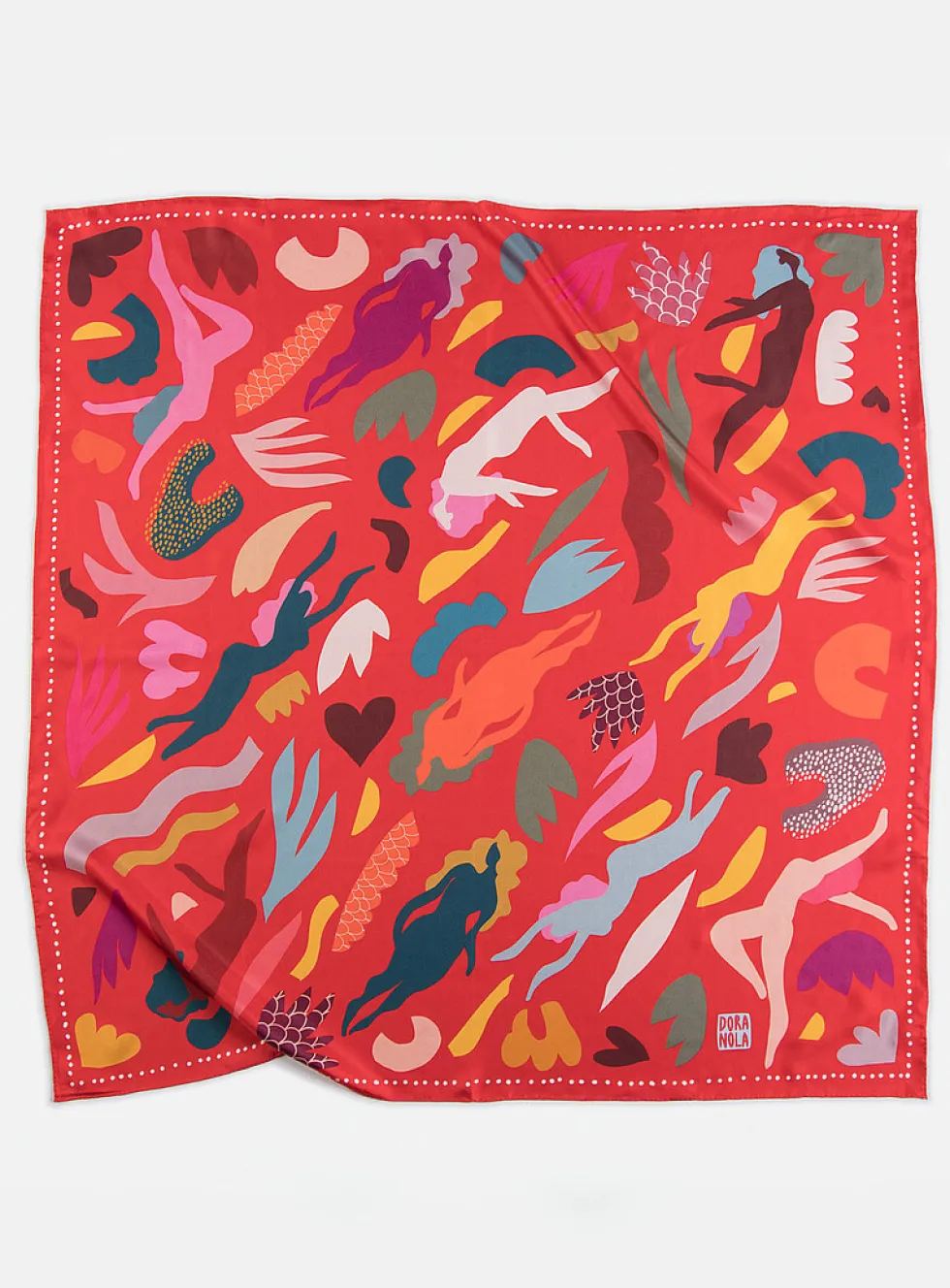 Large colourful pure silk scarf