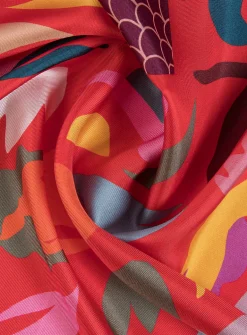 Large colourful pure silk scarf
