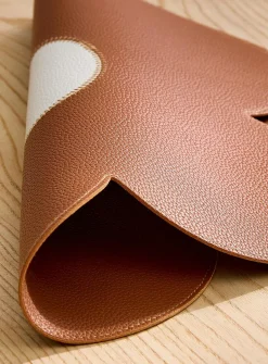 Large flower faux-leather placemat