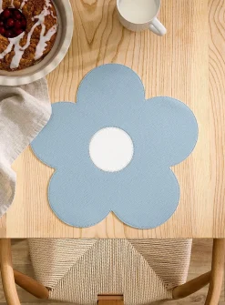 Large flower faux-leather placemat