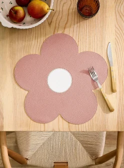 Large flower faux-leather placemat