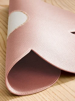 Large flower faux-leather placemat
