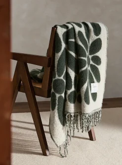 Large flowers faux-mohair throw