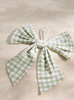 Large gingham bow napkin ring