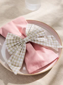 Large gingham bow napkin ring