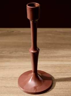 Large glossy chocolate brown ceramic candleholder