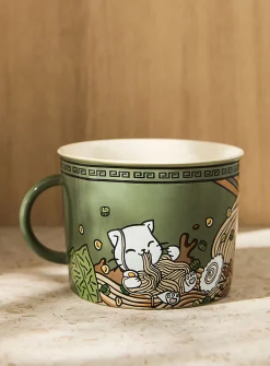 Large khaki ramen noodle bowl
