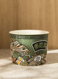 Large khaki ramen noodle bowl