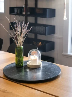 Large marble swivel tray