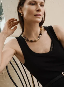 Large natural coloured stone necklace